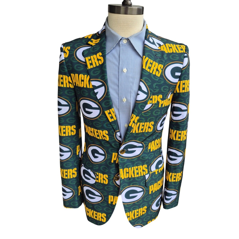 Little Earth NFL Green Bay Packers Blazer Jacket Mens 36 R Green All Over Print